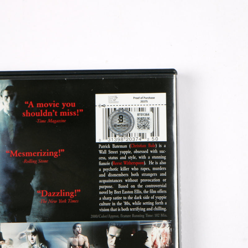 Christian Bale Signed DVD American Psycho Batman Bale Autograph Beckett