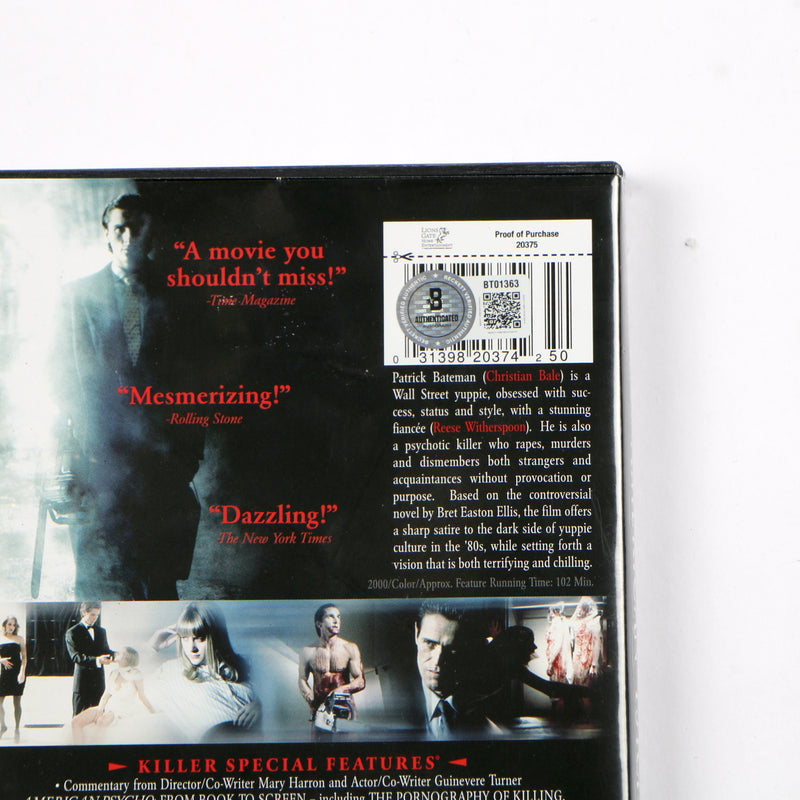 Christian Bale Signed DVD American Psycho Batman Bale Autograph Beckett