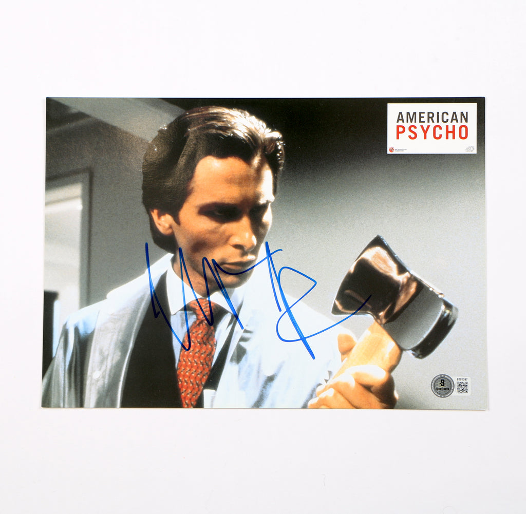 Christian Bale Signed Lobby Card Photo Bateman Auto American Psycho Signed Beckett