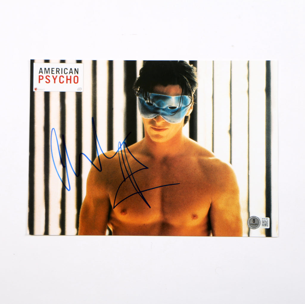 Christian Bale Signed Lobby Card Photo Bateman American Psycho Signed Beckett