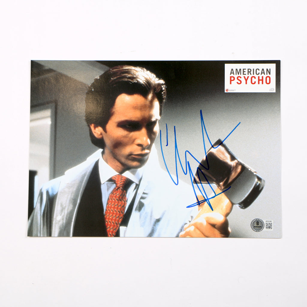 Christian Bale Signed Lobby Card Photo Bateman American Psycho Signed Beckett