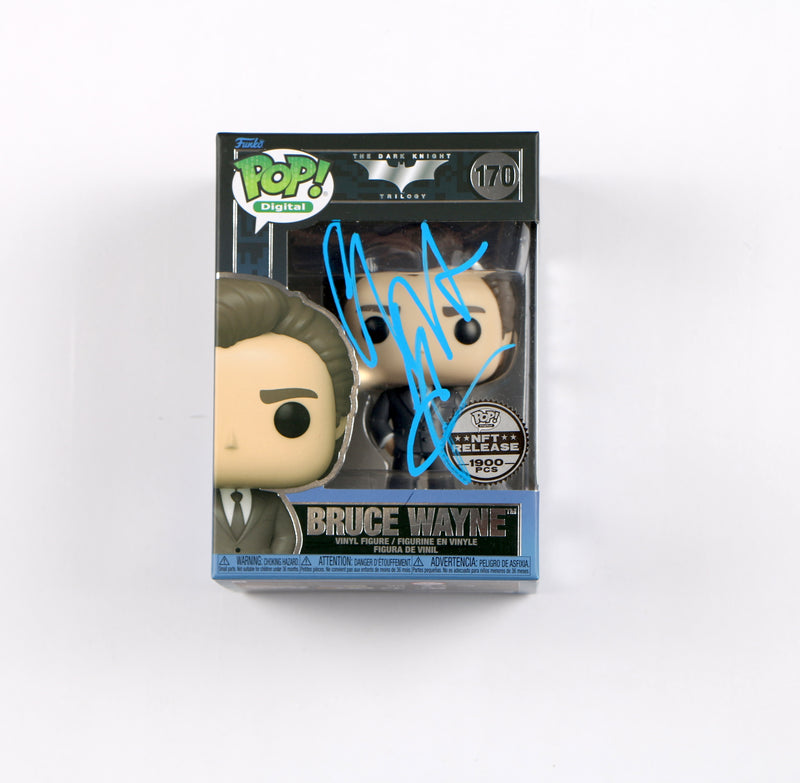 Christian Bale Signed Funko Pop 170 Bruce Wayne The Dark Knight Trilogy Beckett