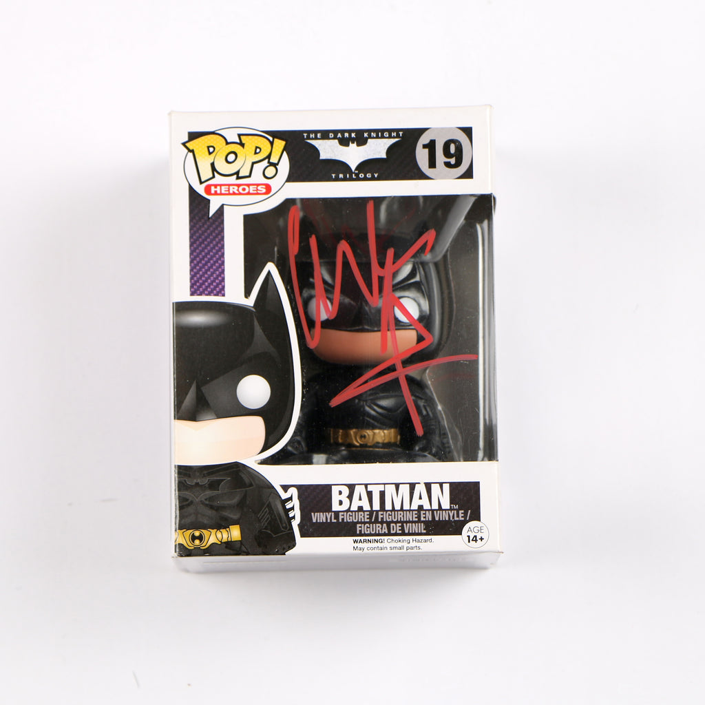 Christian Bale Signed Funko Pop 19 Batman The Dark Knight Trilogy Beckett