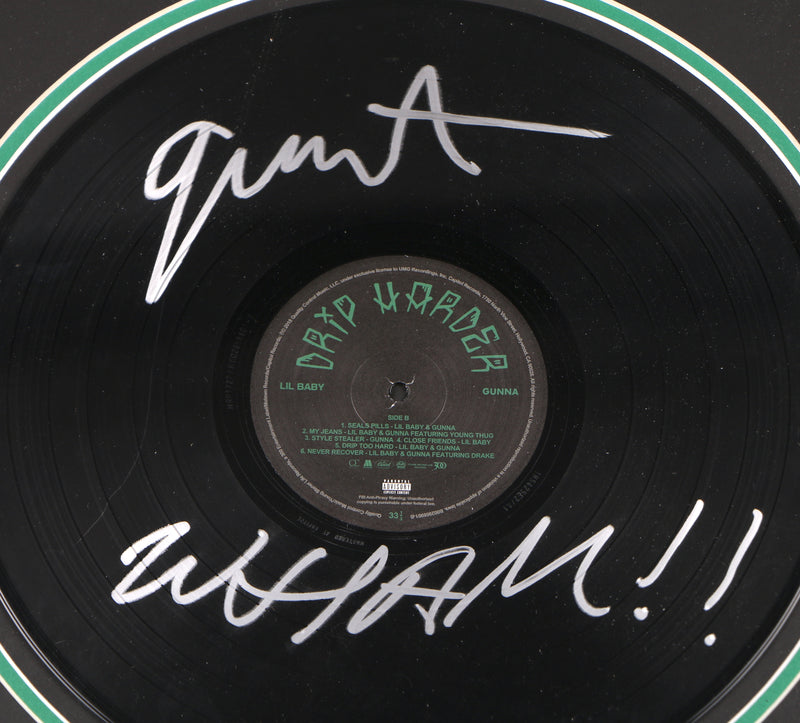 Gunna and Lil Baby Signed Vinyl Drip Harder Framed Vinyl Record Beckett