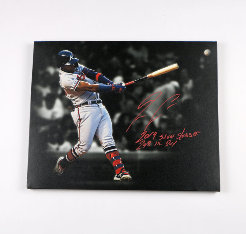 Ronald Acuna JR Signed Canvas Photo Atlanta Braves Acuna Auto Beckett
