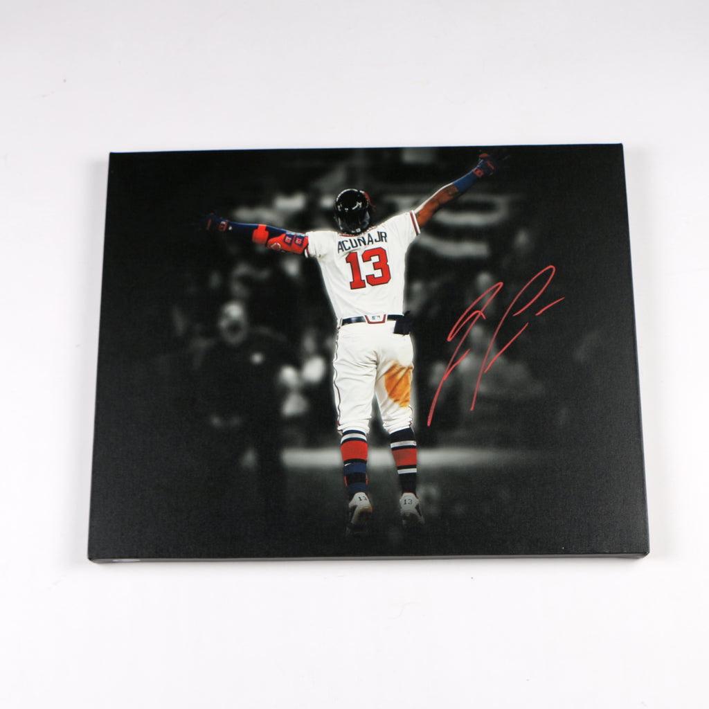 Ronald Acuna JR Signed Canvas Photo Atlanta Braves Acuna Auto Beckett