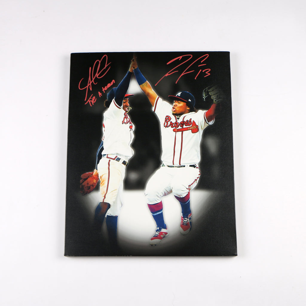 Ozzie Albis Ronald Acuna JR Signed Canvas Photo Atlanta Braves Auto Beckett