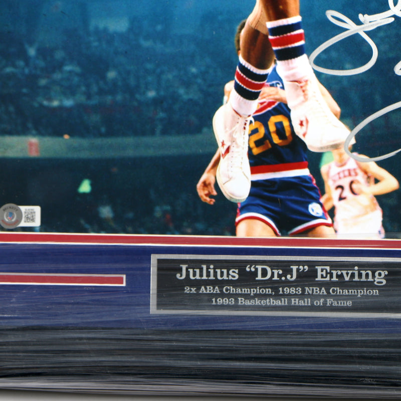 Julius Erving Signed Photo 16x20 Framed Philadelphia 76ers Dr. J Auto Beckett