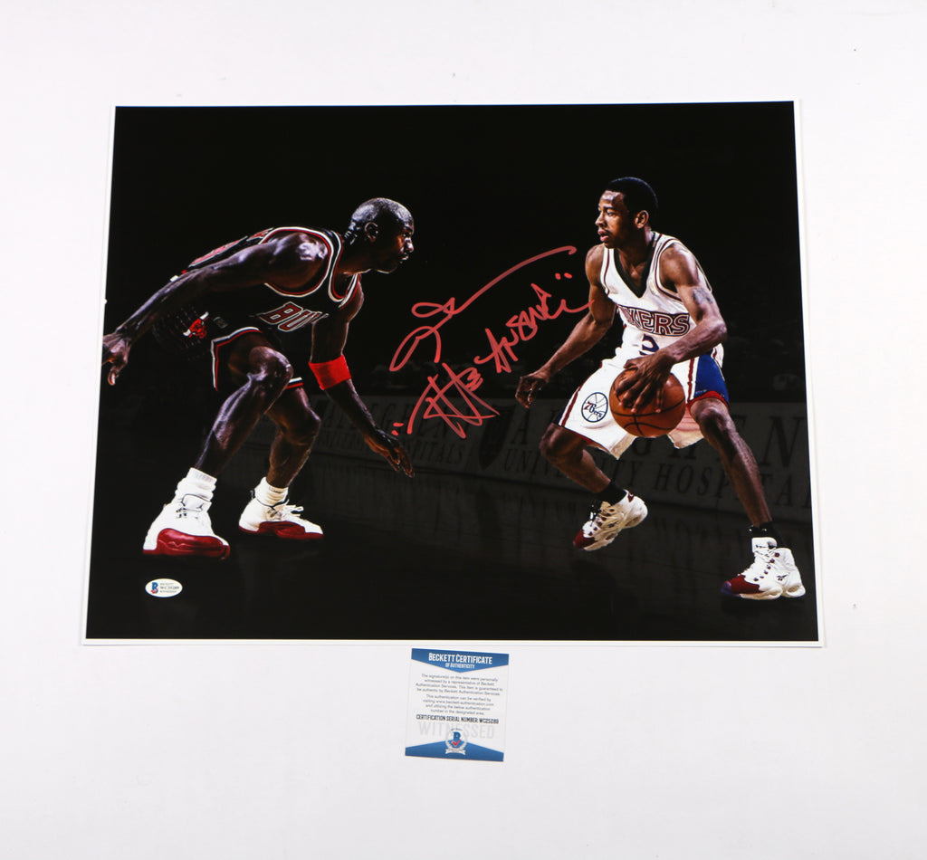 Allen Iverson Signed Photo Michael Jordan Philadelphia 76ers "The Answer" Beckett