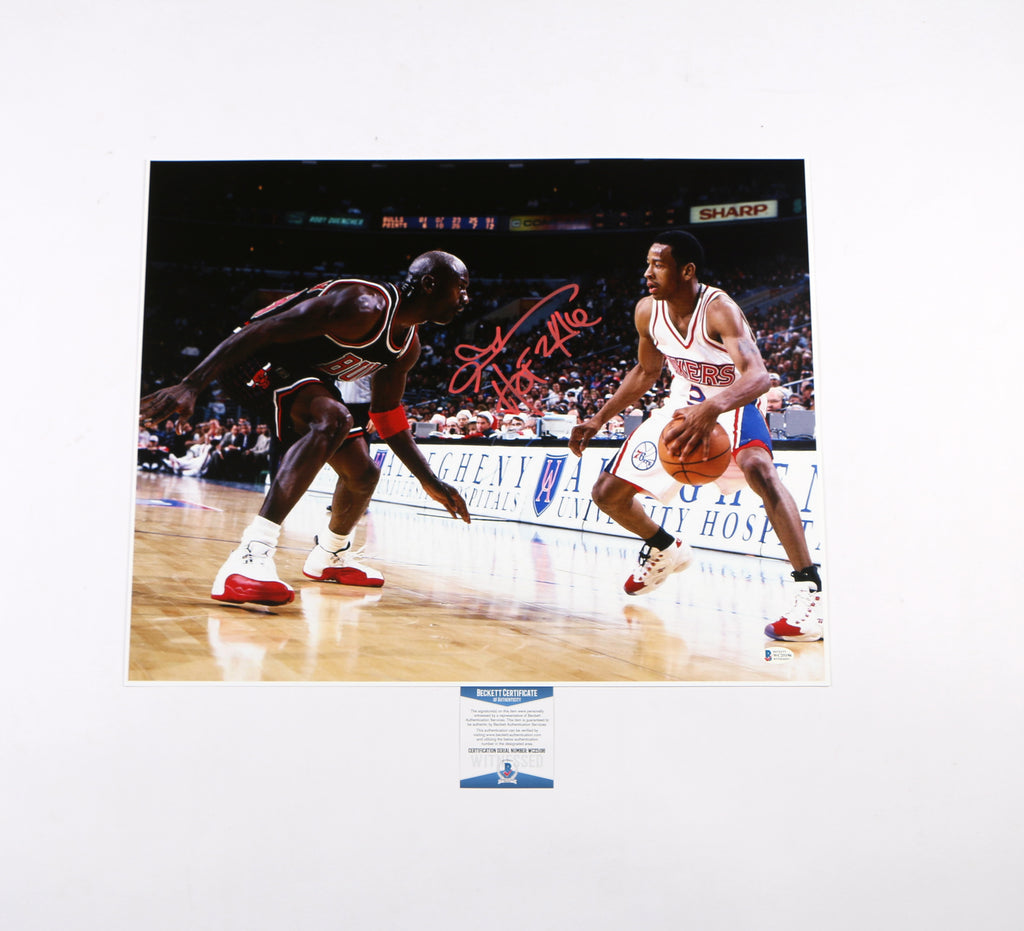 Allen Iverson Signed Photo Michael Jordan Philadelphia 76ers "The Answer" Beckett