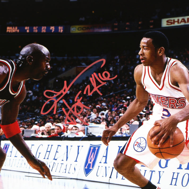 Allen Iverson Signed Photo Michael Jordan Philadelphia 76ers "The Answer" Beckett