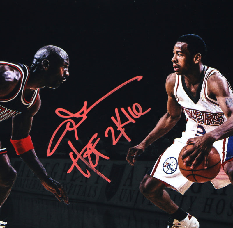 Allen Iverson Signed Photo 11x14 Michael Jordan Philadelphia 76ers Beckett