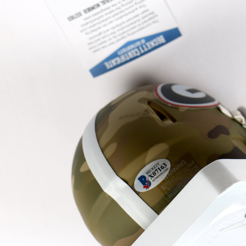 George Pickens Signed Mini Helmet Camo Georgia Bulldogs Cowboys Beckett