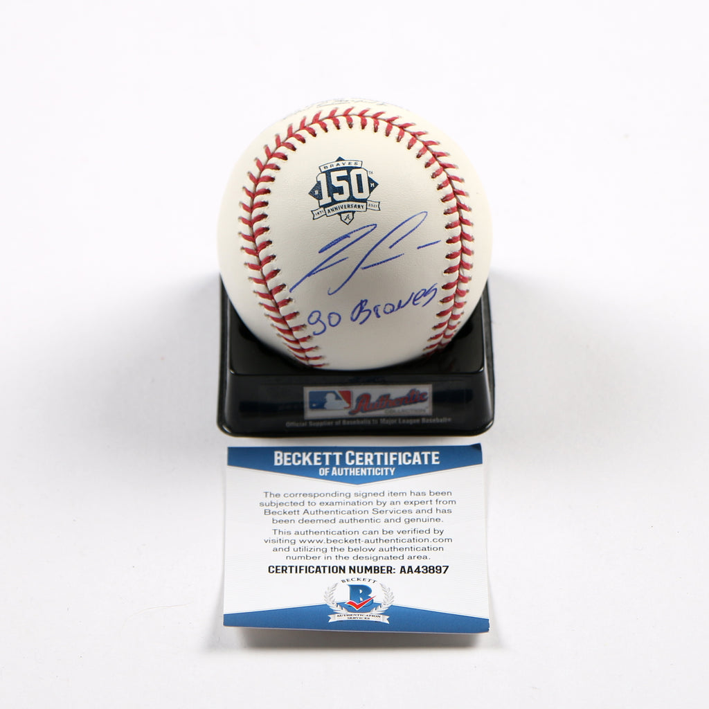 Ronald Acuna Jr Signed baseball 150th Anniversary Baseball Atlanta Braves Beckett
