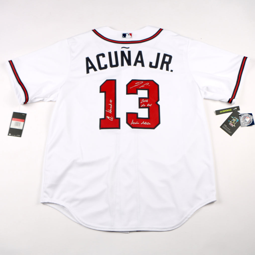 Ronald Acuna Jr. Signed Jersey Home White Atlanta Braves Acuna inscriptions Beckett