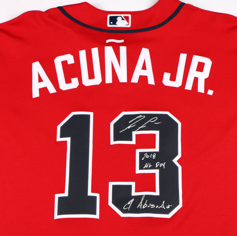 Ronald Acuna Jr. Signed Jersey Red Atlanta Braves Acuna Auto inscriptions Beckett
