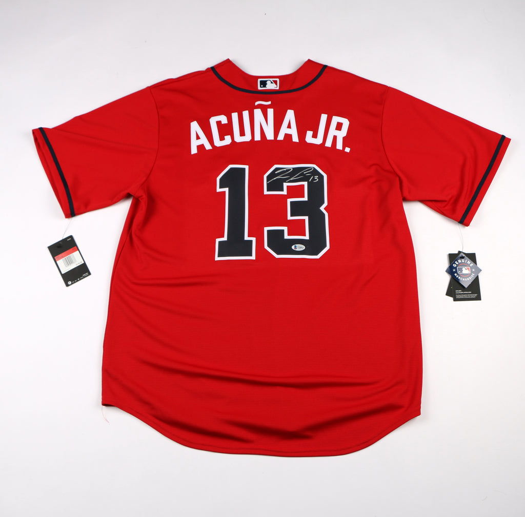 Ronald Acuna Jr. Signed Jersey Red Atlanta Braves Acuna Auto Jersey Beckett