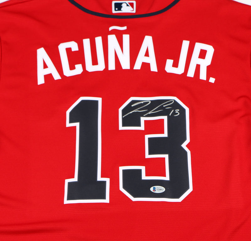 Ronald Acuna Jr. Signed Jersey Red Atlanta Braves Acuna Auto Jersey Beckett