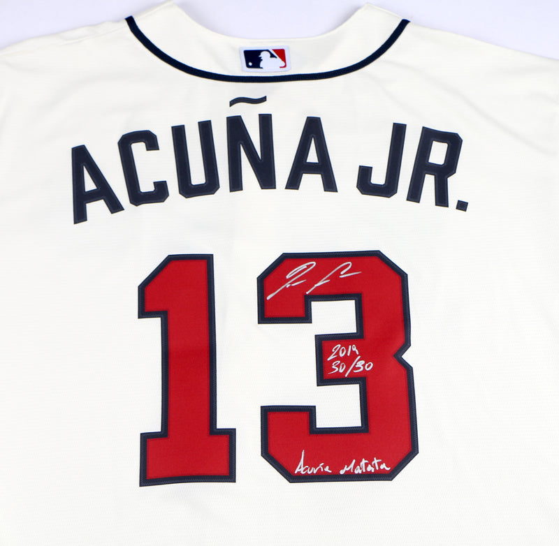 Ronald Acuna Jr. Signed Jersey Cream Atlanta Braves Acuna Auto Jersey Beckett