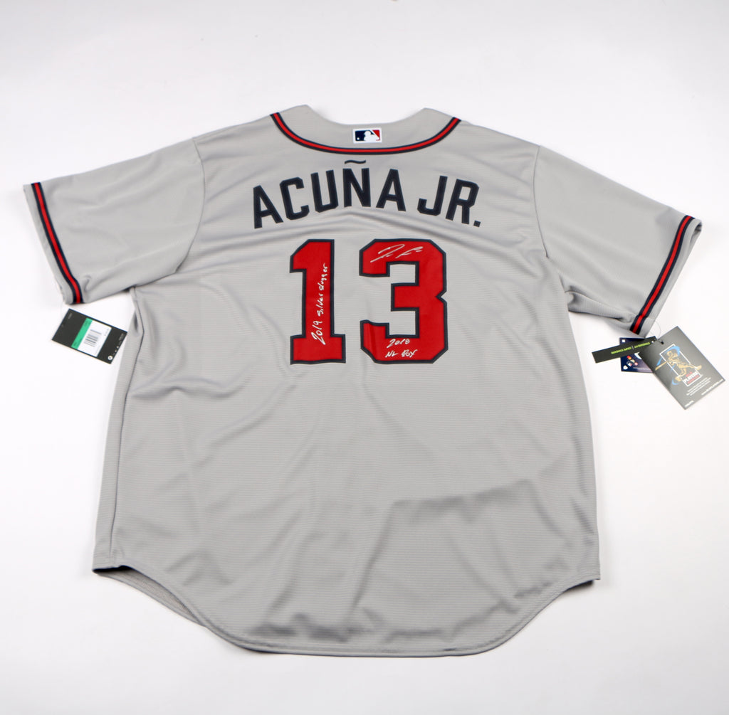 Ronald Acuna Jr. Signed Jersey Gray Atlanta Braves Acuna Auto Jersey Beckett