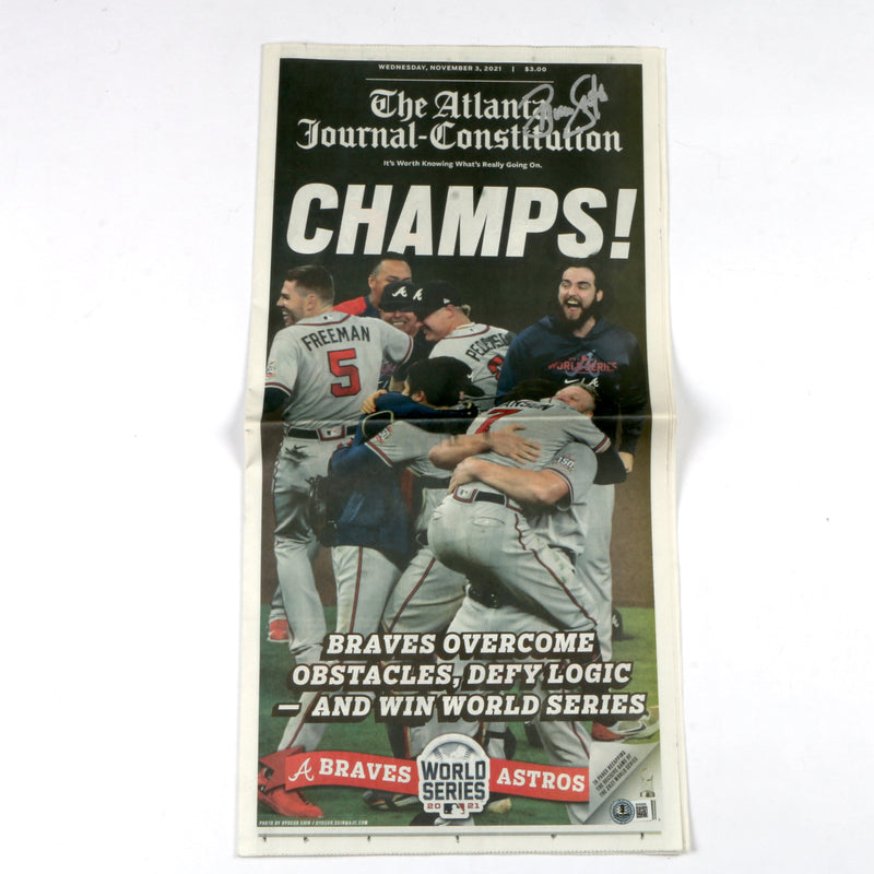 Brian Snitker Signed Newspaper World Series Champs Atlanta Braves Beckett