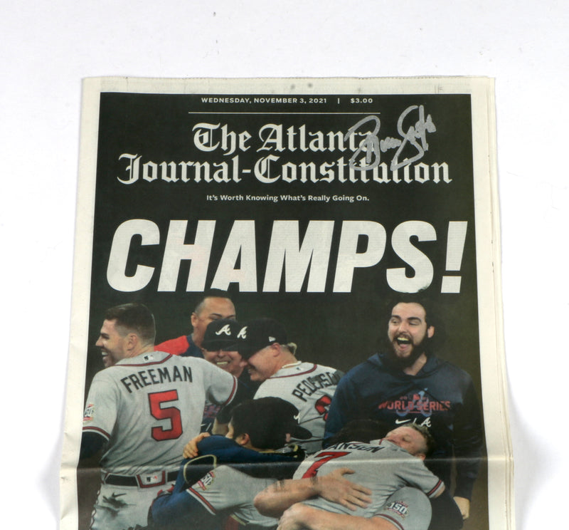 Brian Snitker Signed Newspaper World Series Champs Atlanta Braves Beckett