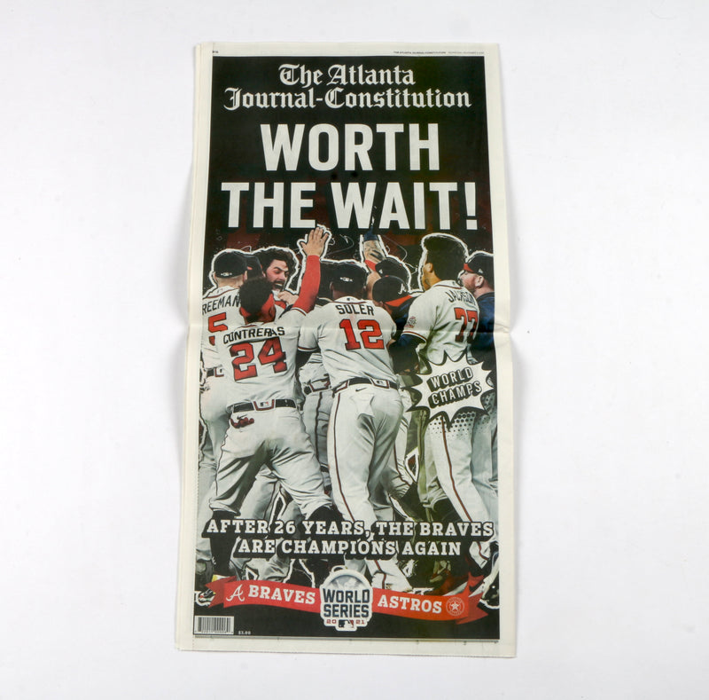 Brian Snitker Signed Newspaper World Series Champs Atlanta Braves Beckett