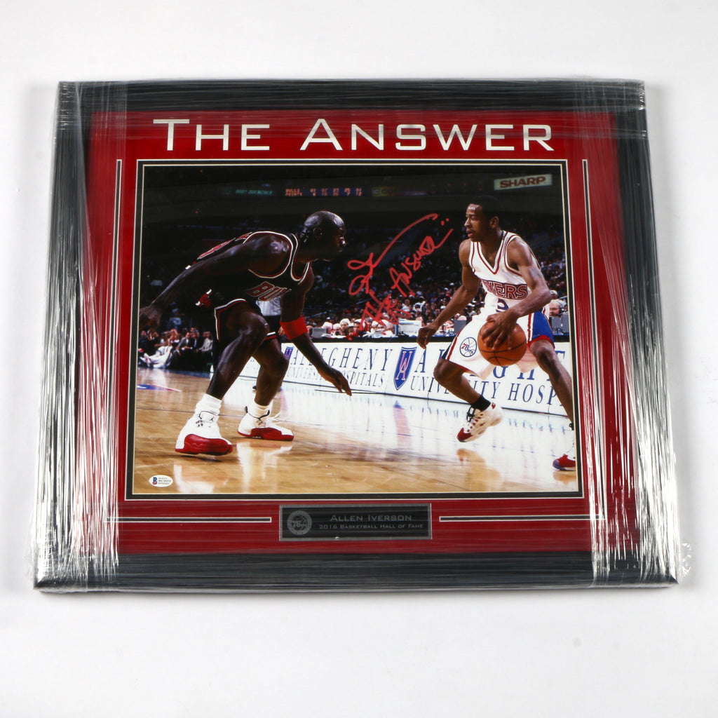 Allen Iverson Signed "16x20" Photo Framed Philadelphia 76ers with "the answer" Inscription
