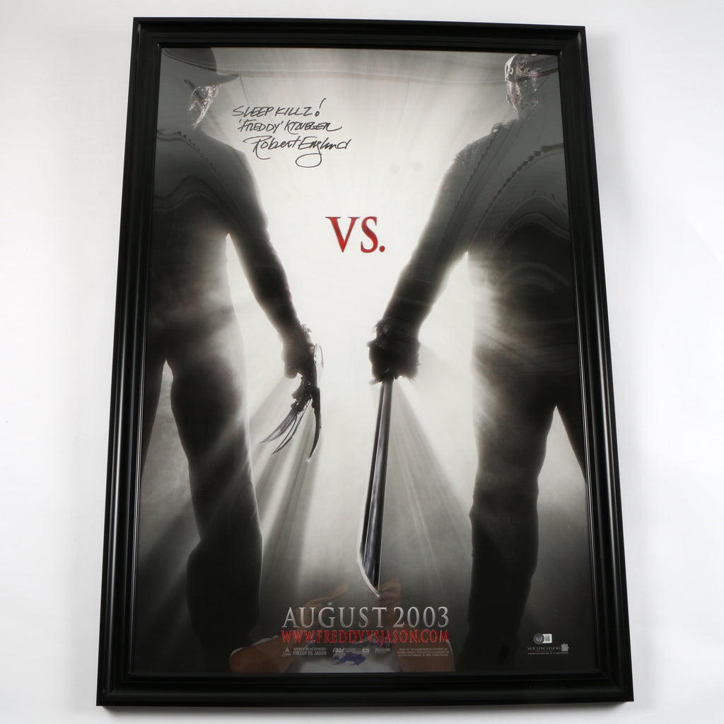 Robert England Signed "Freddy vs Jason" Movie Poster Framed -Beckett COA