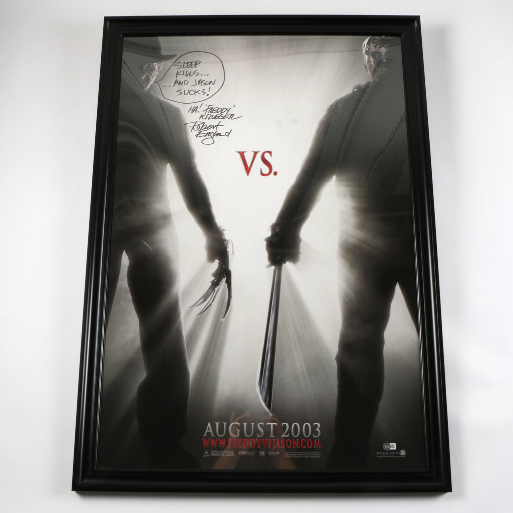 Robert England Signed "Freddy vs Jason" Movie Poster Framed -Beckett COA