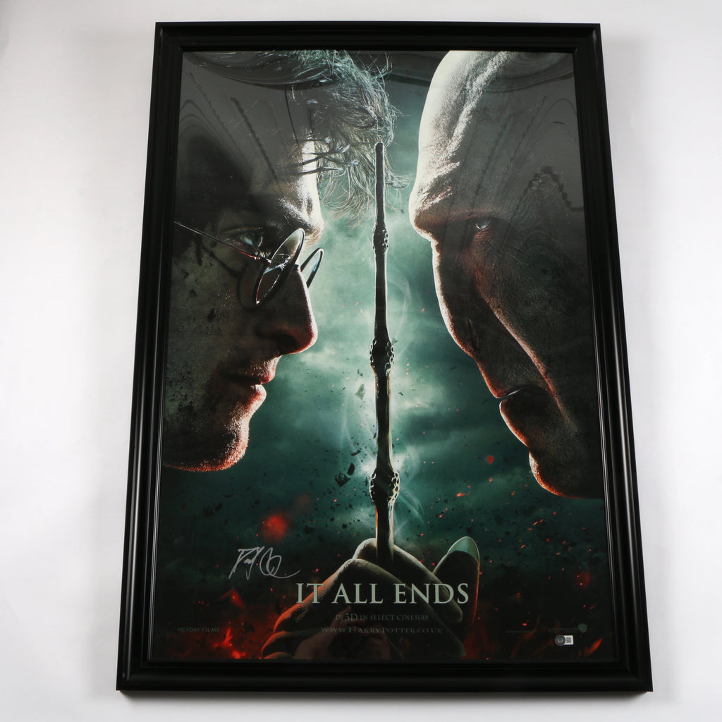 Daniel Radcliffe Signed Harry Potter "It All Ends" Poster Framed Movie Poster- COA Beckett