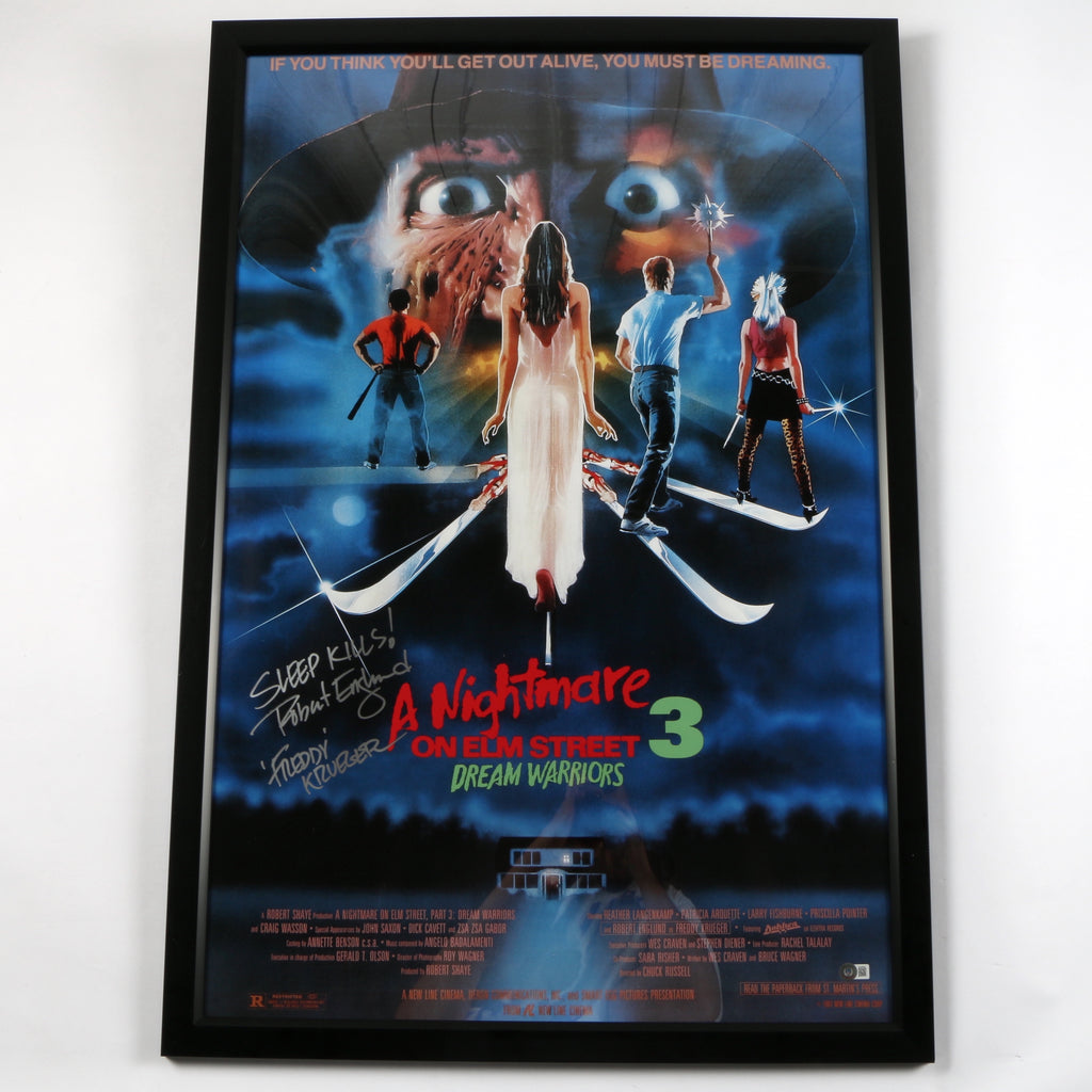 Robert England Signed "Nightmare on Elm Street 3" Movie Poster Framed -Beckett COA