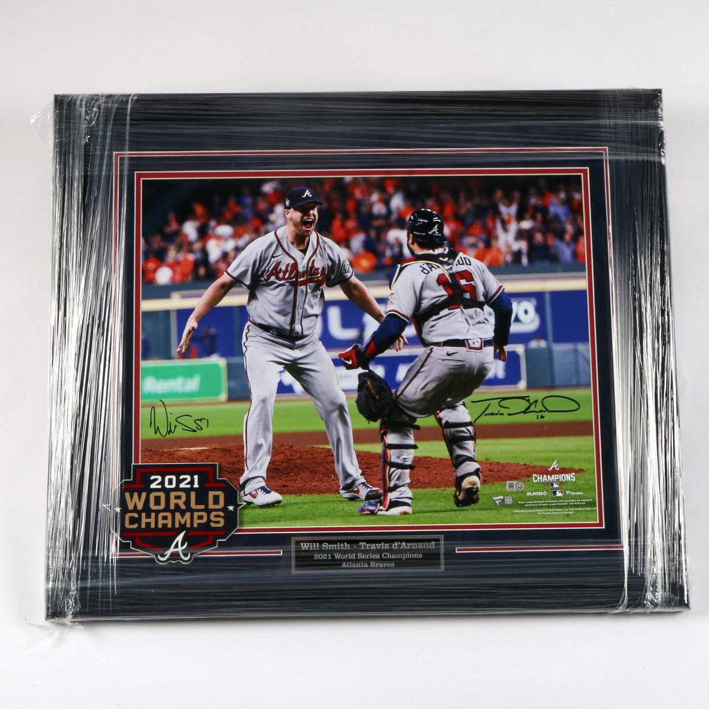 Will Smith & Travis d'Arnaud Dual Signed Photo Framed "2021 World Series Champions Baseball" - Atlanta Braves - Beckett COA