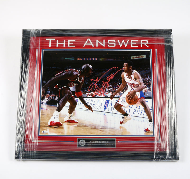 Allen Iverson Signed "16x20" Photo Framed Philadelphia 76ers with "The Answer" Inscription