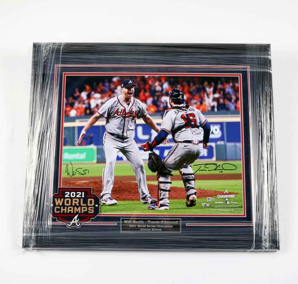 Will Smith & Travis d'Arnaud Dual Signed Photo Framed "2021 World Series Champions Baseball" - Atlanta Braves - Beckett COA