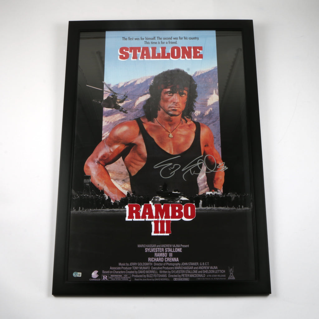 Sylvester Stallone Signed "Rambo: III" Movie Poster - Framed - Beckett COA