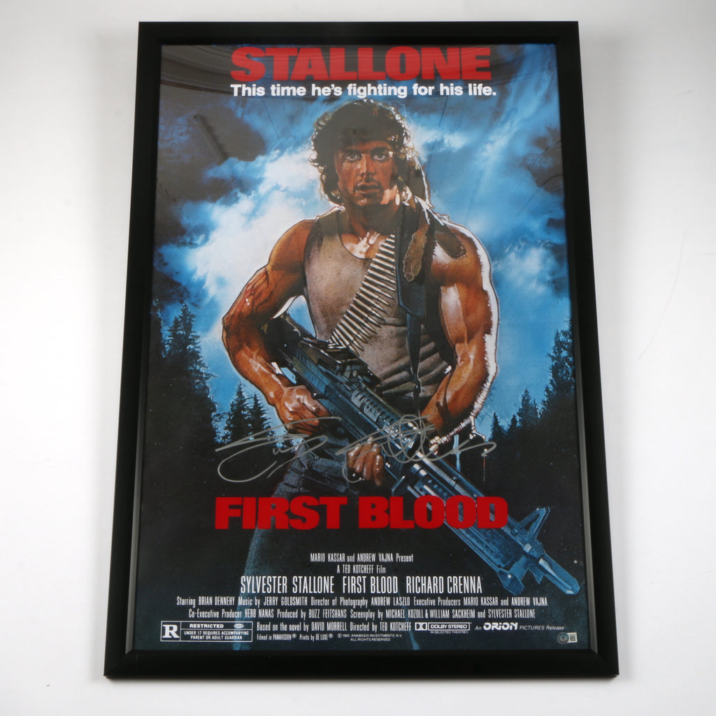 Sylvester Stallone Signed "Rambo: First Blood Part I" Movie Poster - Framed - Beckett COA