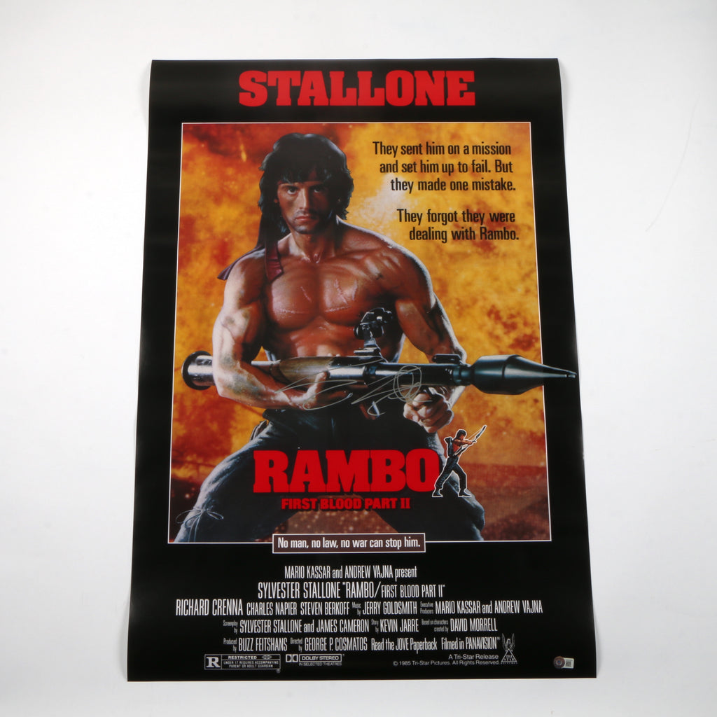 Sylvester Stallone Signed "Rambo: First Blood Part II" Movie Poster- Framed - Beckett COA