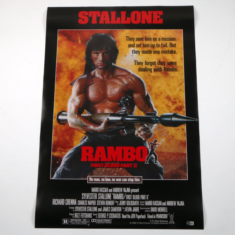 Sylvester Stallone Signed "Rambo: First Blood Part II" Movie Poster - Beckett COA