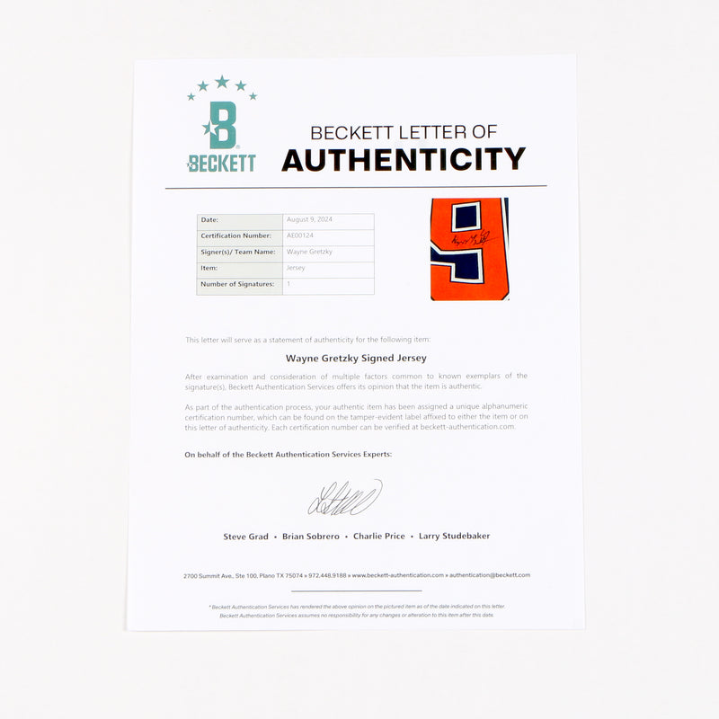 Wayne Gretzky Signed Jersey Edmonton Oilers Beckett COA