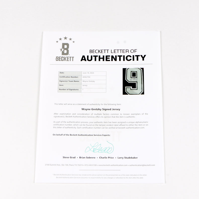 Wayne Gretzky Signed Jersey Los Angeles Kings Beckett COA