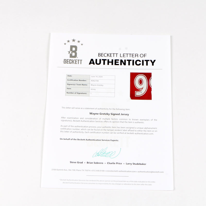 Wayne Gretzky Signed Jersey Canada National - Beckett COA