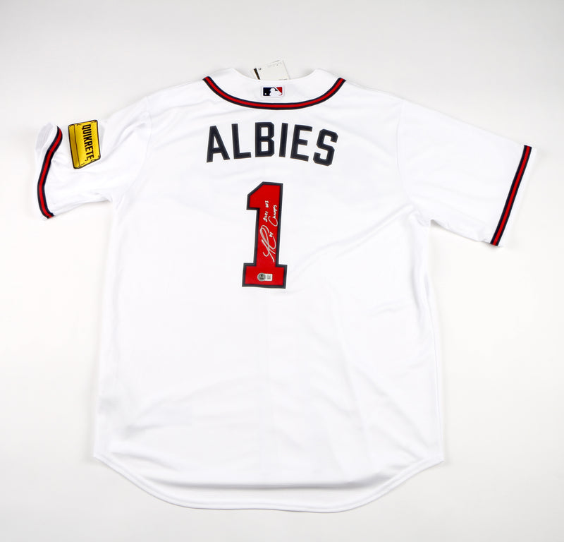 Ozzie Albies Signed Jersey Atlanta Braves "2021 WS Champs" Inscription - White