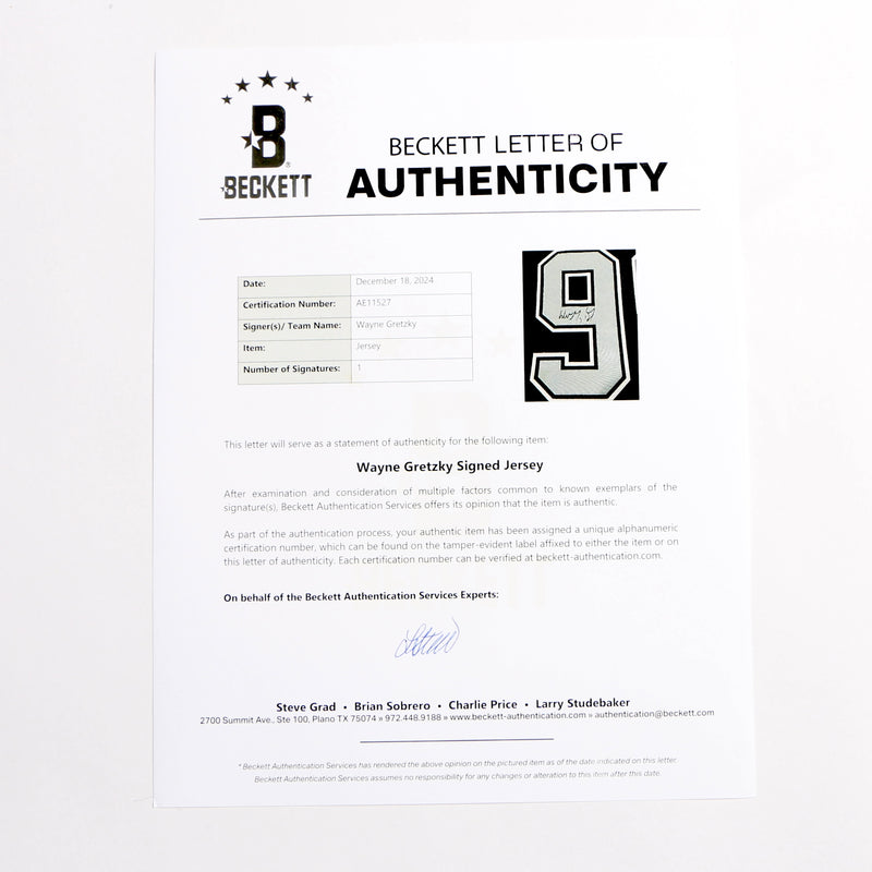 Wayne Gretzky Signed Jersey Los Angeles Kings - Beckett COA
