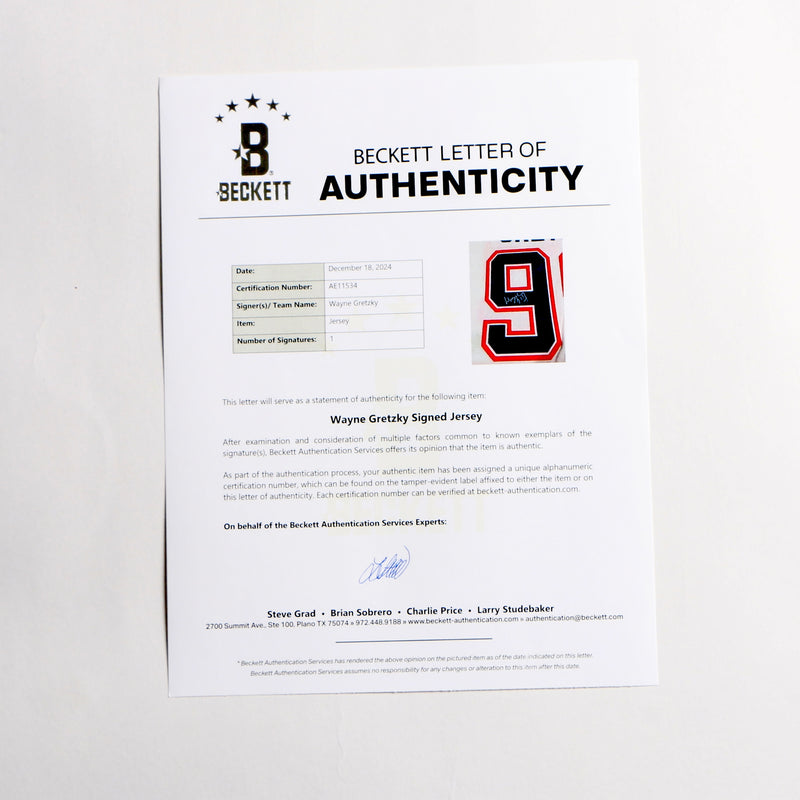 Wayne Gretzky signed Jersey Edmonton Oilers Beckett COA