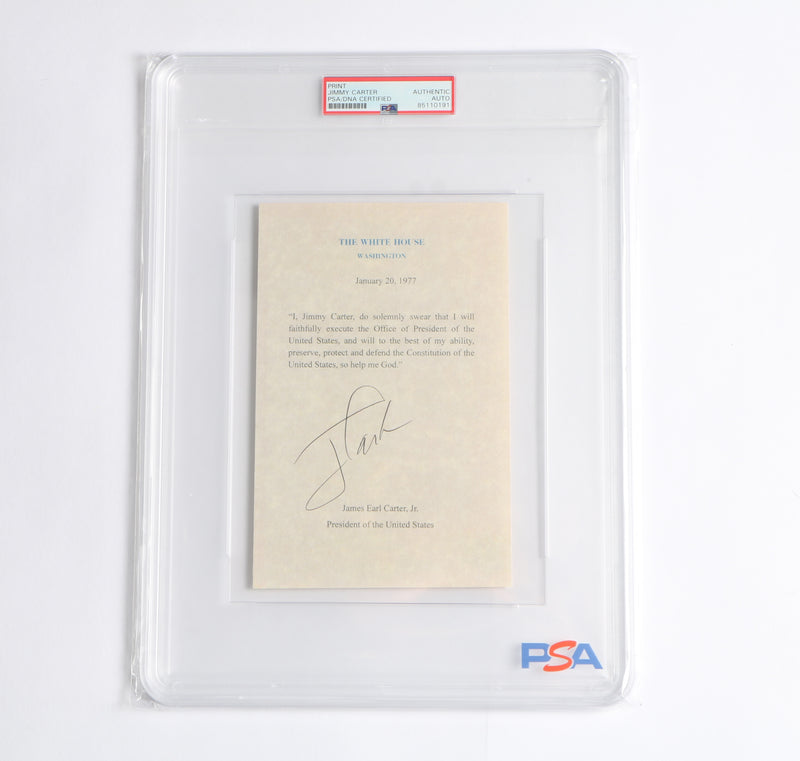 Jimmy Carter Signed Oath of Office Print 39th President Carter Autograph PSA