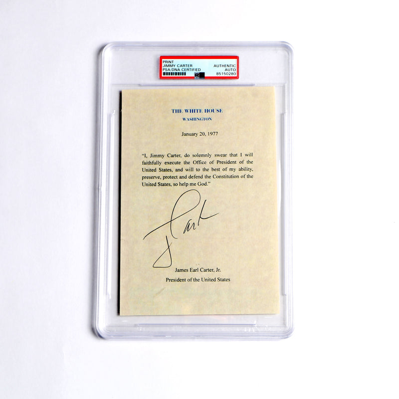 Jimmy Carter Signed Oath of Office Print President Autograph PSA Slab