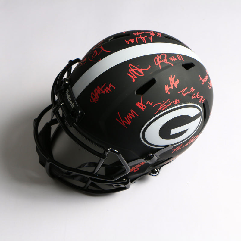 2021 National Champs Helmet Team Signed Eclipse Speed Rep Georgia Bulldogs BAS AB64211*