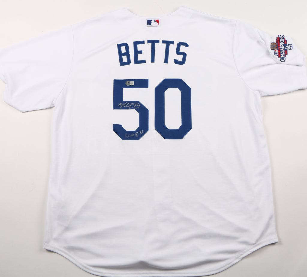 Mookie Betts Signed Jersey Los Angeles Dodgers World Series Champs Beckett COA