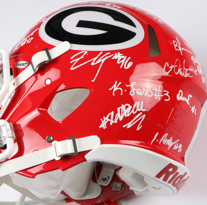 Georgia Bulldogs 2022 Team Signed Helmet Authentic Stetson Bennett Ladd Brock National Champs BAS AE39191 NEW